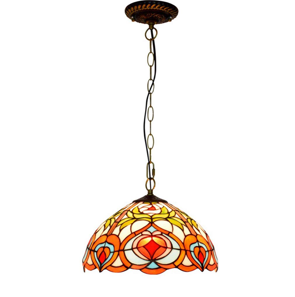 YNIYUJKL 12-Inch Tiffany-Style Pendant Light, Vintage Creativity Ceiling Hanging Lamp With Stained Glass Shade, Used In Restaurants, Kitchens Chandelier Lighting