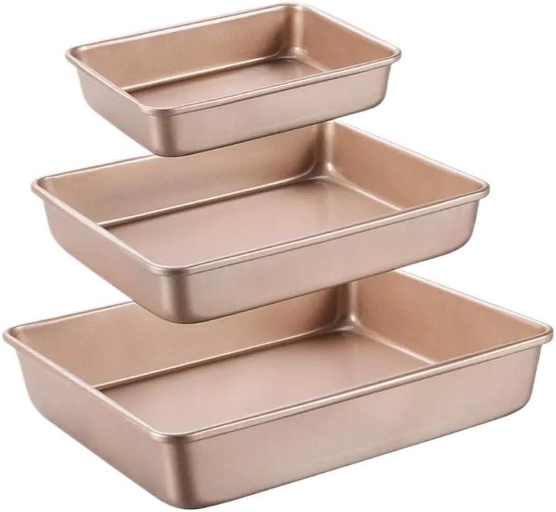 1PCS Thicken Carbon Steel Golden Baking Tray Nonstick Square Oven Cake Bread Pastry Pans Biscuits Bakeware Mold Kitchen(Low 13in)