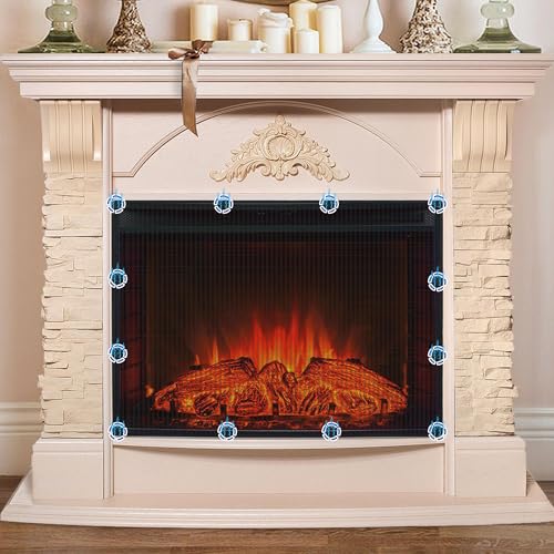 Image of HOMBYS Magnetic Fireplace Cover Baby Proofing Easy Install, Indoor Fireplace Screen Safe Mesh Protector for Children and Pets, Barrier Guard for Living Room, 39" L * 32" W