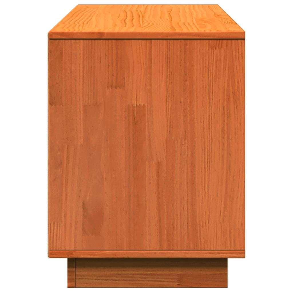 Schuhschrank Massivholz Kiefer 110x34x45cm Wachsbraun | Kompakte Schuhablage aus echtem Kiefernholz mit 4 offenen Fächern und robuster Oberplatte für Flur und Diele.
