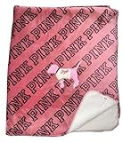 Victoria's Secret Pink Dorm Logo Sherpa Blanket 50' x 60' and Mini Dog Set Color Soft Begonia New