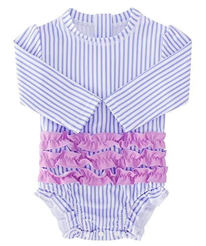 BFUSTYLE Baby Girls Swimsuit Ruffle Rash Guard Toddler Long Sleeve Swimwear with Zipper 3-24 Months