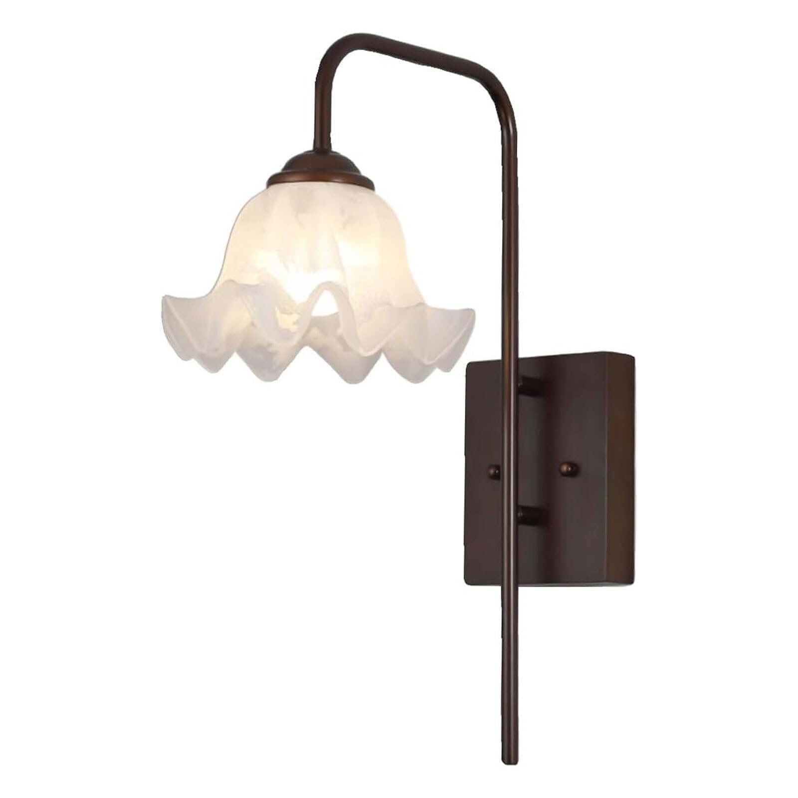 JYBNBBE Vintage Flower Wall Sconce Fixture with Milk Glass Shade, Black Iron & Wall Lamp for Bedroom, Bathroom, Hallway, Living Room, and Dining Room
