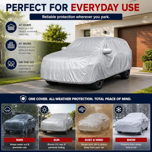 Image of AutoStory Nexon Ev Car Cover | Dustproof Lightweight Car Body Cover | Custom Fit for Tata Nexon EV 2023-2026 | Mirror Pocket | Lightweight | Indoor & Outdoor | Mirror Pockets, Elastic Bottom