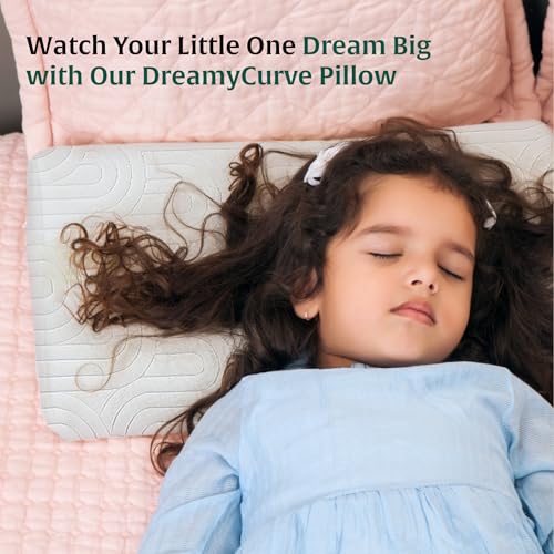 Image of The White Willow Bed Pillow for Kids-Toddler Support for 3 Years to 8 Years-Contour Memory Foam Soft Kids for Sleeping-Small Pillow-Girls & Boys-Toddler Cover-White