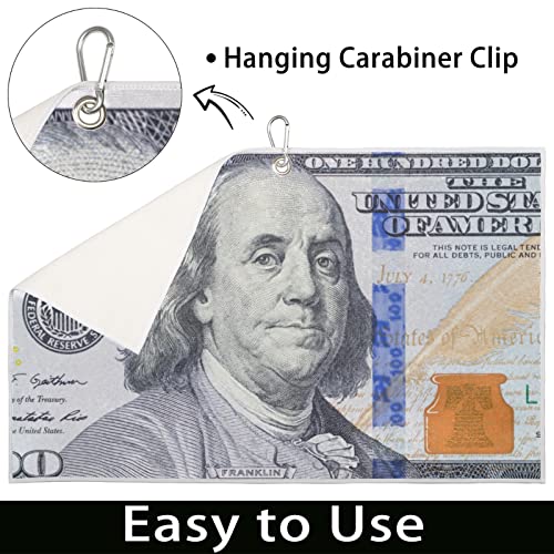 Pardick Money Golf Towel 15 X 24 In, Hundred Dollar Bill Golf Towels Golf Gifts For Men, Quick Dry Lightweight Golf Club Cleaning Towel Absorbent Microfiber Gym Towel For Outdoor Sports #TOP3