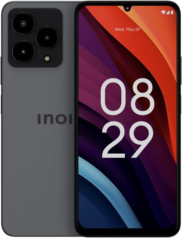 INOI A54 Spectre 6.75”, 4G LTE, HD+, MTK G88 Processor 2.0GHz, 12GB RAM(4+8GB Memory Fusion) + 128GB ROM, 50MP + 2MP + Monochrome Triple Camera with AI, Titanium Black, 777 days of warranty