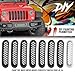 YZONA Grill Inserts Matte Black, Front Mesh Grille Cover Compatible with 2007-2018 Jeep JK Wrangler & Unlimited Wrangler Accessories, Car Grill Mesh (7PCS Matte Black + 1PCS White)