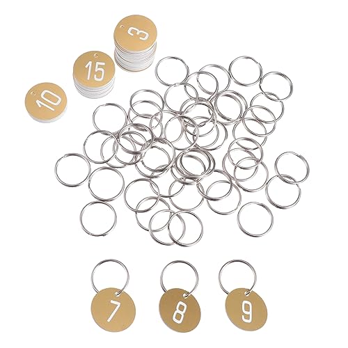 PACKOVE Engraved Number Tags Key Ring 50pcs Plastic Id Discs Round Number Plate Abs Separate Ring Easy Assembly