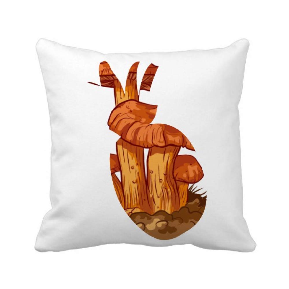 Coussin champignon orange illustration créature aux finitions artistiques