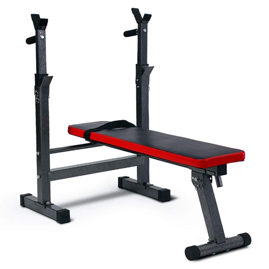 Aparato para Sentadillas Press de banca Estante para Barra de Fitness para Hombre Estante Multifuncional Soporte Ajustable Gimnasio casero en casa Plegable (Color : Black, Size : 58.4 * 120 * 110cm)