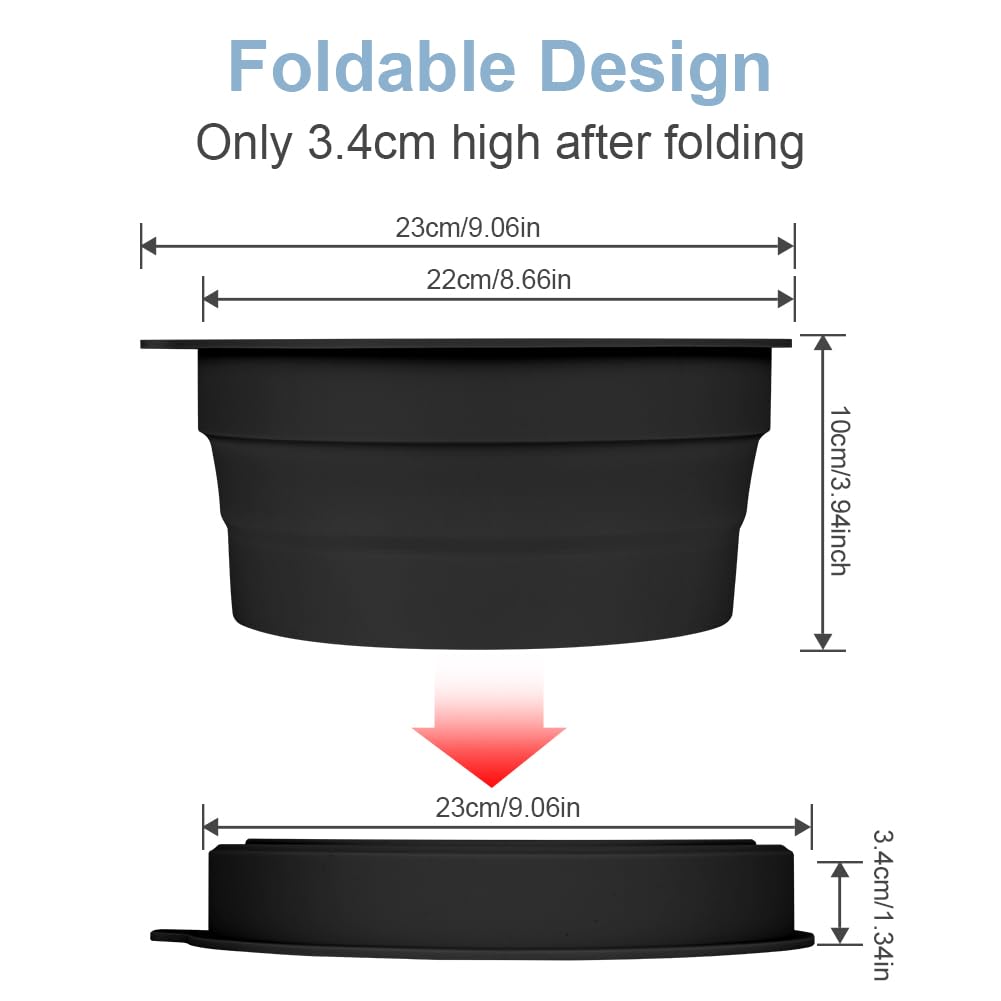 Cuenco De Hielo De Silicona Para Cara, Tazón Facial Plegable Portátil Con Ice Tray Incorporado, Negro