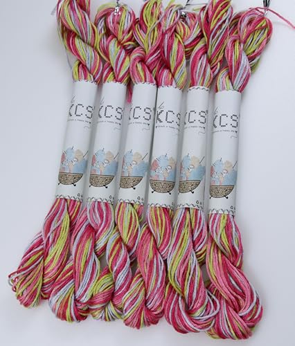 Image of KCS Big skeins of 25 Meters Size 25 Color Variegated Cross Stitch Stranded Threads,6 skeins,4502