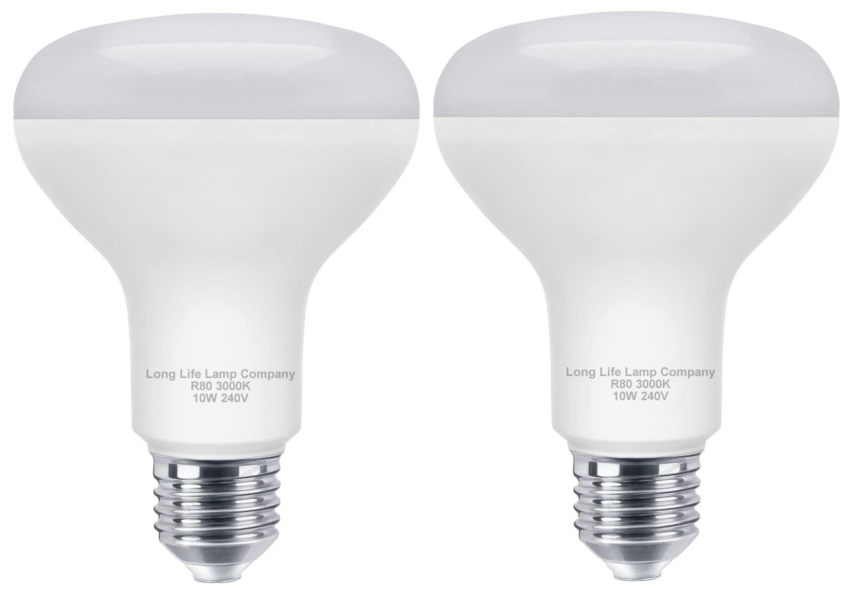 Long Life Lamp Company 2 x 10w LED R80 Reflector Bulb Energy Saving Spot Light 100w Replacement 3000k Warm White Super Bright