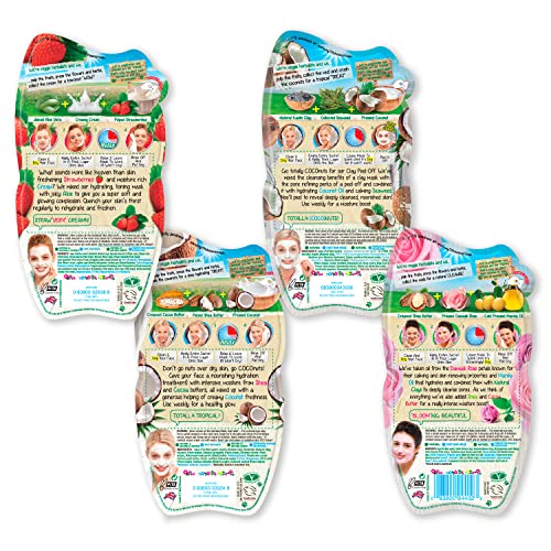 7th Heaven Pamper Skincare Set - 4 x Face Masks to Moisturise and Hydrate Dry Skin - With Coconut & Clay Peel Off Mask, Pink Rose Clay Mask, Strawberry Cream and Coconut Cream Face Mask - Image 3