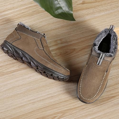 Image of COSIDRAM Men Shoes Winter Snow Boots Cotton-Padded Slip on Casual Warm Walking Sneakers Waterproof House Shoes