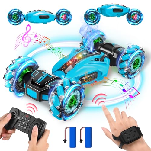 FORMIZON Coches Teledirigidos, Coche RC Drift Car Todo Terreno, Coche Teledirigido Mano, 2,4 GHz 4WD 360° RC Car Stunt Car con Spray, Música y Luz, Rotación Offroad Drift Regalo para Niños-Azul FORMIZON Coches Teledirigidos, Coche RC Drift Car Todo Terreno, Coche Teledirigido Mano, 2,4 GHz 4WD 360° RC Car Stunt Car con Spray, Música y Luz, Rotación Offroad Drift Regalo para Niños-Azul