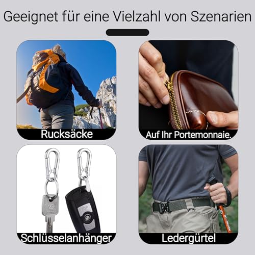 Diffaxy 4-teiliger schlüsselanhänger mit hochwertiger Feder, verschleißfest und lichtecht, mit Schnellverschluss-karabinerhaken klein, passend für Autoschlüssel von Männern und Frauen