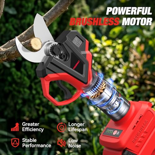 Image of 2-In-1 Electric Pruning Shears for Milwaukee M18 Battery, 1.6 inch Cutting Diameter Cordless Pole Pruners 18v - Brushless Motor, 4 Modes Electric Pruning Shears for Gardening & Tree Trimmer (No Battery)