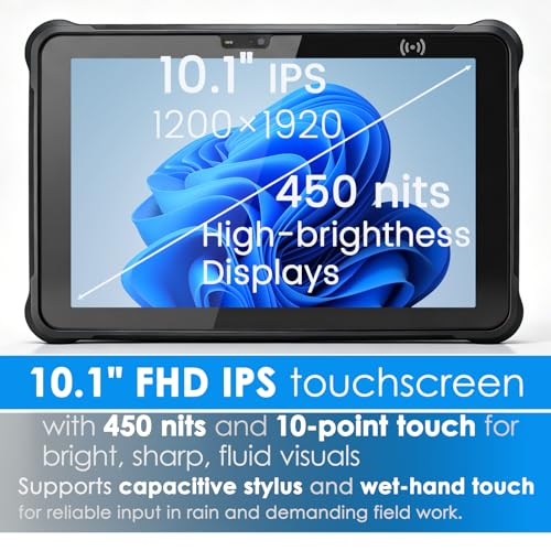 Image of Kayoote ST11 Pro+ 10.1 inch Rugged Tablet, N4680 1D /2D QR Barcode Scanner, Win 11 Pro, Core i5-8200Y, 16GB RAM 512GB ROM, Heavy Duty Industrial PC for Outdoor Inventory Work