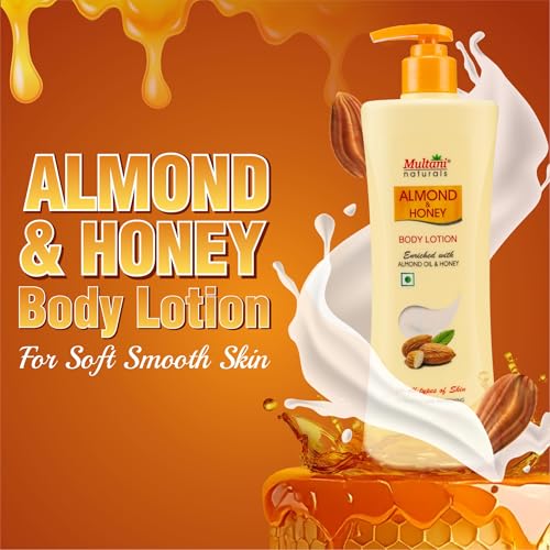 Image of Multani Natural Almond & Honey Body Lotion (Pack of 2 (400ml each) | Moisturising Body Lotion for Women & Men