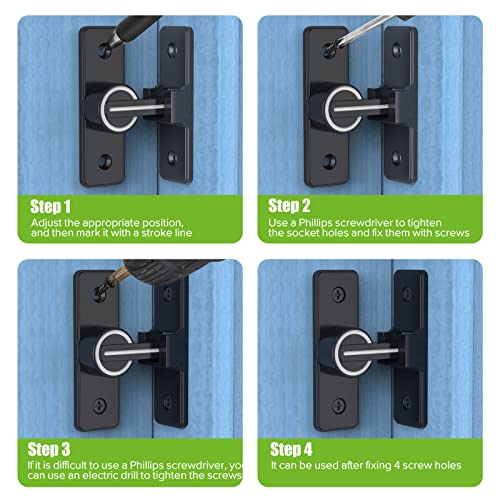 Image of Barn Door Lock Hardware, Heavy Duty 90 Degree Flip Latch Privacy Lock, Zinc Alloy Sliding Barn Door Latch for Bathroom, Bedroom, Closet, Garage, Shed and Gate (Luminous-2PCS)