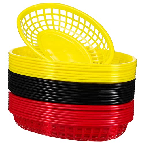CONGARTENO 24Pcs Fast Food Baskets Serving Trays for Burgers Hot Dogs French Fries and Snacks for Restaurants Bbqs Picnics and Home Use
