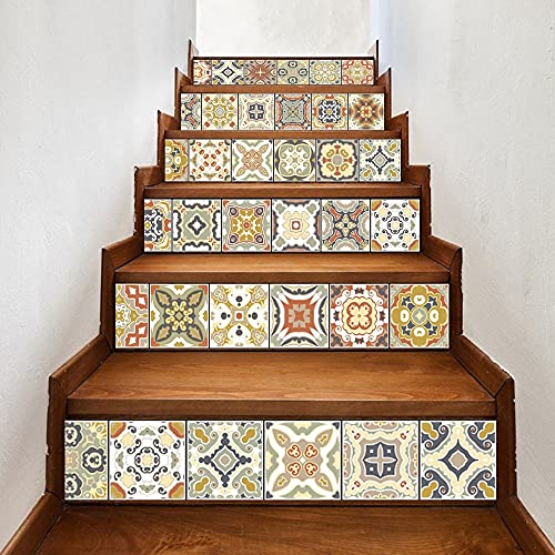 AILEGOU 3D Stair Stickers - Removable Tile Decals for Stair Risers, Peel and Stick, 39.3Inch x 7.08Inch x 6Pcs