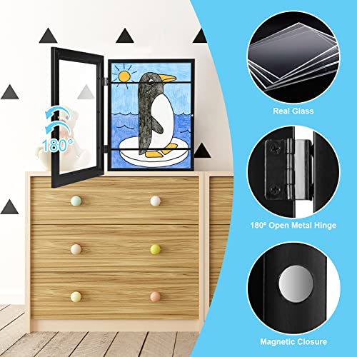 Image of [2-Pack] Kids Frames, 8.5x11 Front Opening Kids Artwork Frames Changeable, Black Artwork Display Storage Frame for Wall, Holds 50 Pcs, for 3D Picture, Crafts, Children Drawing, Hanging Art, Portfolio