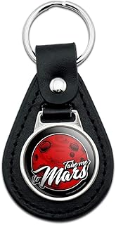 Black Leather Take Me to Mars Red Planet Funny Humor Keychain