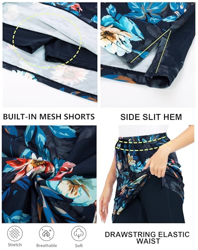 JACK SMITH Plus Size Skirts Skort for Women with Pockets Knee(XL,Blue Floral Prints) - Thumbnail 4