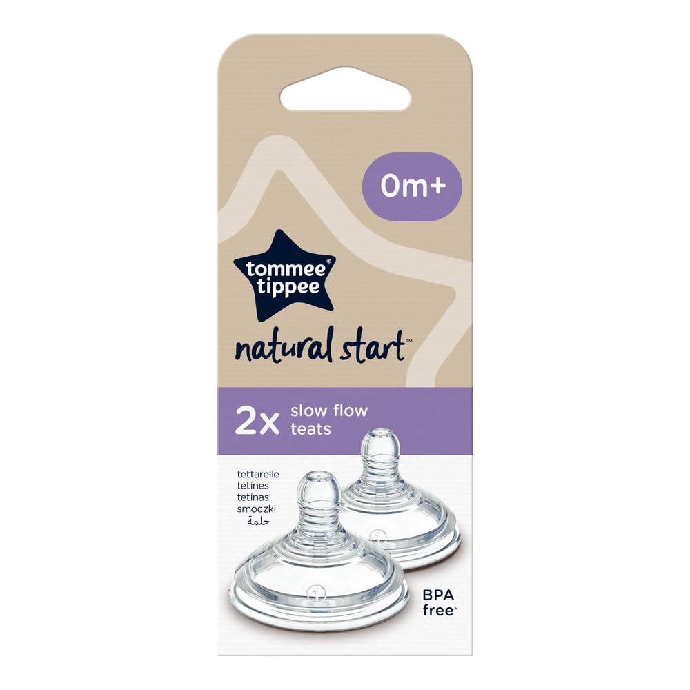 Tommee Tippee Tettarelle per biberon Natural Start, flusso medio, 0+ m, attaccamento naturale, valvola anti-colica, silicone morbido, 2 pezzi