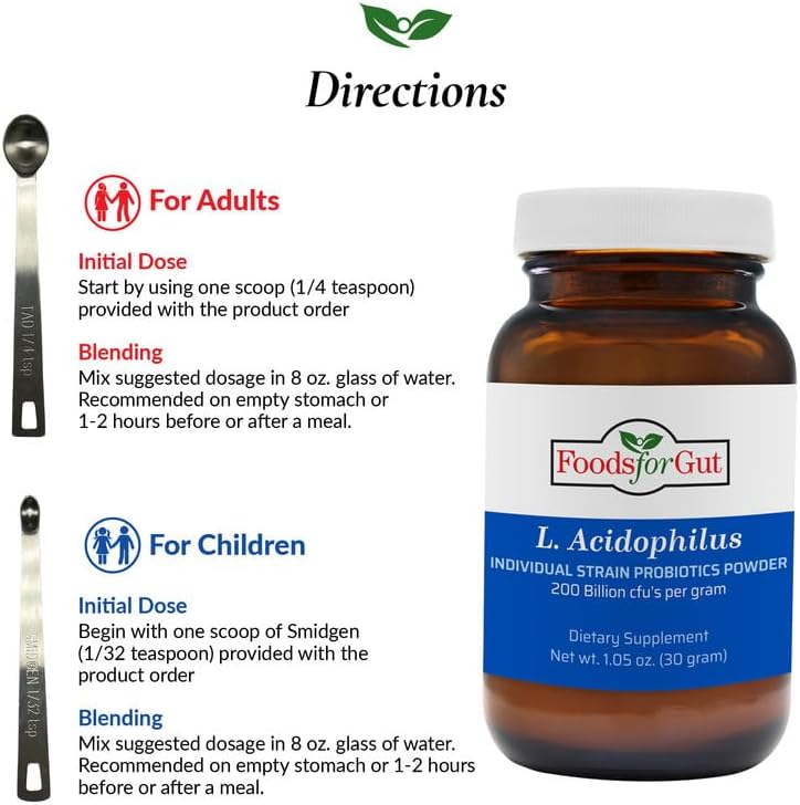 Foods For Gut Lactobacillus Acidophilus Probiotic Powder 200 Billion cfu's | Made in USA | No Additives | Direct from Manufacturer | No Third-Party Storage | Immune Support | 30 Grams (1.05 Oz) - Image 5