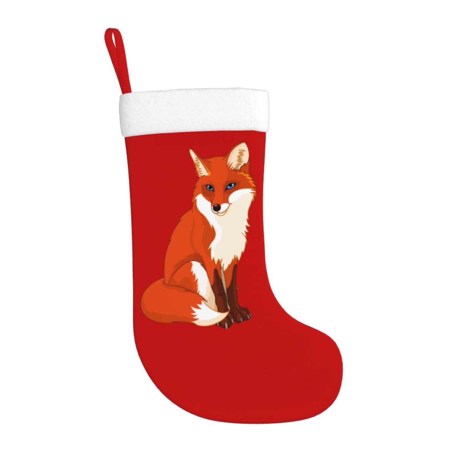 Yilad Fox Christmas Stockings Xmas Stockings with Plush Faux Fur Cuff Decoration for Holiday Family Party 20 Inches