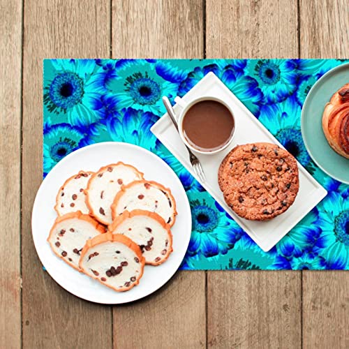 Set de table bleu pour table à manger et dîners conviviaux fleuris - 7