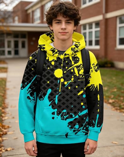 Image of Lovekider Boys Hoodies Sweatshirt Cool 3D Print Pullover with Big Pocket for Kids Fashion Warm Winter 6-16 Years