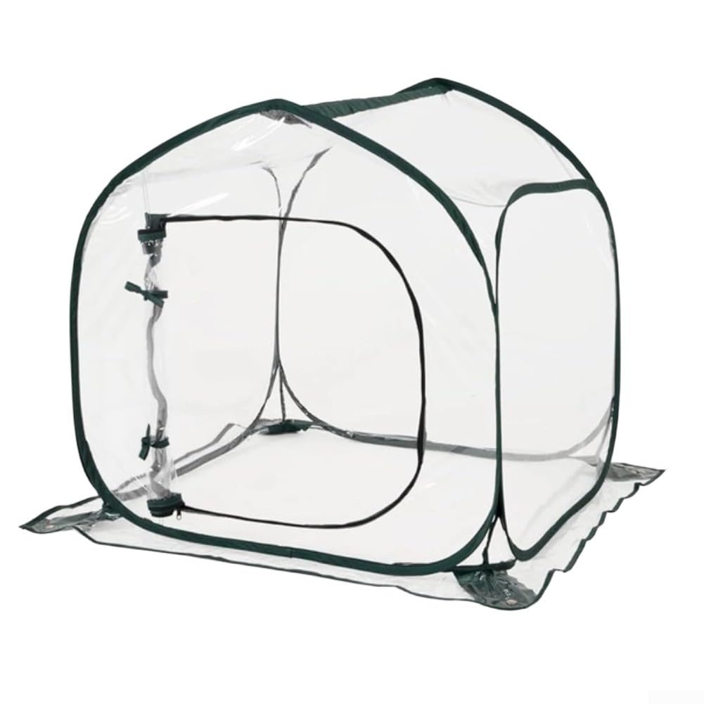 Serra in PVC trasparente per giardinaggio all'aperto con ingresso con cerniera di ventilazione e telaio leggero