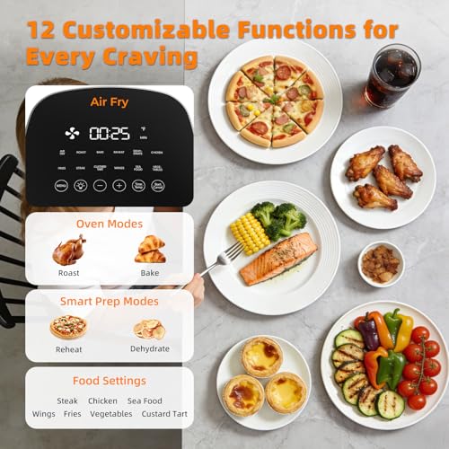 Image of CARORI 6QT Air Fryer with Viewing Window, 12 Cooking Presets, 1700W Fast & Even Cooking, Max 400℉ Crisping, Bake, Roast, Reheat & Dehydrate, Large Nonstick Basket, Dishwasher Safe, Gray