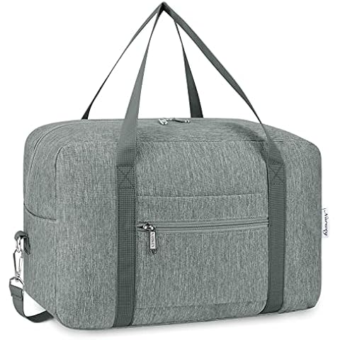 für Ryanair Handgepäck 40x20x25 & Handgepäck Tasche für Flugzeug - Faltbare Reisetasche Damen & Weekender Damen - Handgepäck Koffer 20L (Grau (mit Schultergurt)) Cover