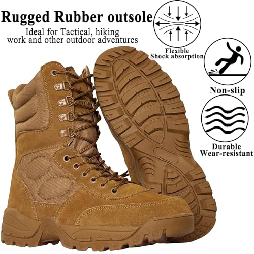 Image of Man Tactical Military Boots Black Men's Shoes Desert Combat Army Outdoor Hiking Shoes Side zipper