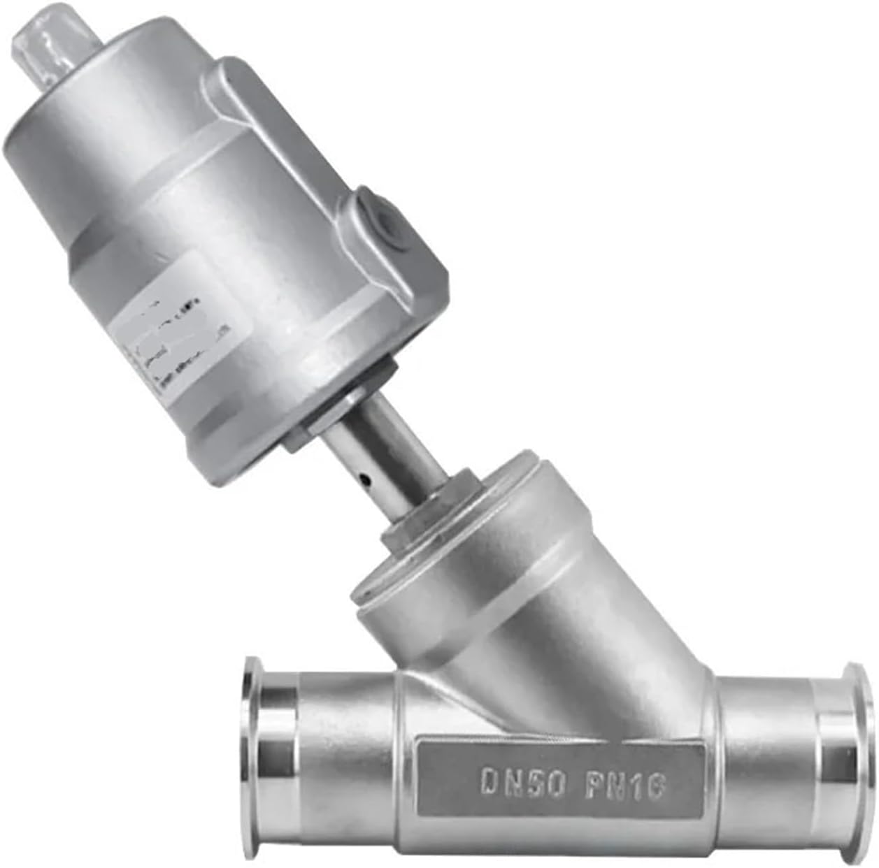 1PCS DN50 stainless steel pneumatic quick-installation angle seat valve normally closed seat valve PTFE seal(NORMALLY CLOSED_SINGLE ACTING)