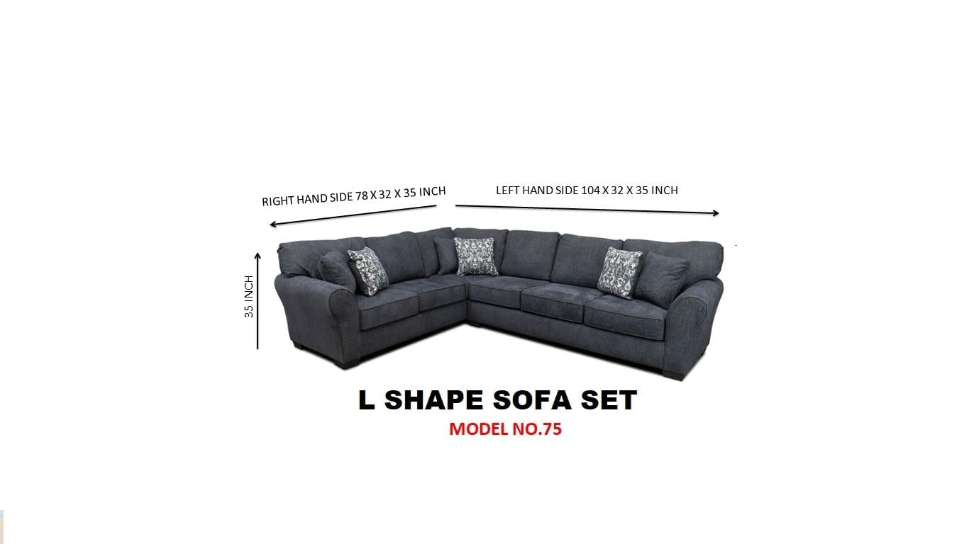 L Shape Lhs & Rhs Teak Wood Sofa Set For Living Room & Office Use Dark Grey (Model-0075) L Shape Lhs & Rhs Teak Wood Sofa Set For Living Room & Office Use Dark Grey (Model-0075)
