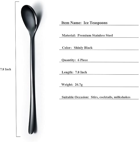 Miniatura 30 de Cuchara de mango largo, agitadores de café, cucharas de café de acero inoxidable de alta calidad, cucharas de té helado, cuchara de helado, cucharas