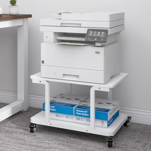 Image of Natwind 2 Tier Laser Printer Stand,24''x20'' Under Desk Printer Cart, White