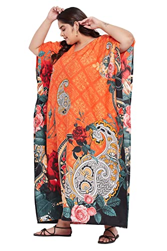 Image of Gypsie Blu Women Plus Size Kaftan Dress Beach Cover Up Maxi Dresses for Women, V-Neck Kimono Sleeve 1X-3X