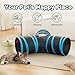 Love’s Cabin Cat Tunnel for Indoor Cats, 3-Way Collapsible Play Tunnel with Teaser Wand, Peek Holes & Toy Ball, Small Pet Toy for Cats, Kittens & Rabbits, Black & Blue, Small Size