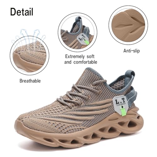 Men Running Shoes Men's Tennis Shoes Lightweight Breathable Fashion Sneakers Non Slip Workout Gym Shoe for Running Brown Size US 114