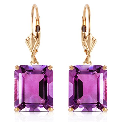 Galaxy Gold GG 13 Carats 14k Yellow Gold Leverback Earrings with Amethyst
