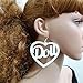 Muloo Glitter Pink Acrylic Letter Heart Earrings Big Heart Doll Letter Dangle Earring Valentines Day Gift Woman Earring