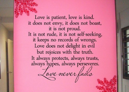 #2 Love is patient, love is kind. It does not envy, it does not boast, it is not proud... Vinyl wall art Inspirational quotes and saying home decor decal sticker by Sakari Graphics